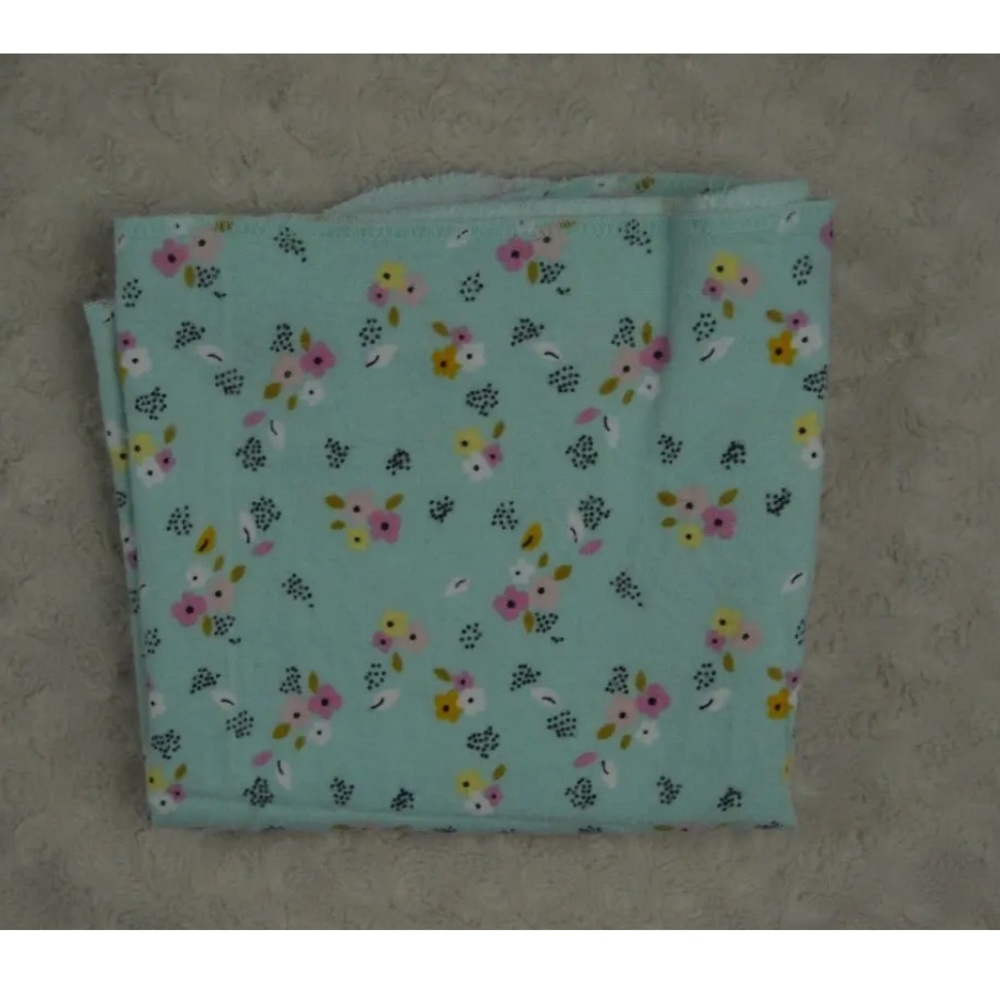 Gerber Green Floral Baby Receiving Blanket Flannel Black Pink Yellow White